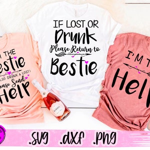 Als je verdwaald of dronken bent, keer dan terug naar Bestie 3 SVG, beste vrienden bijpassende shirts Svg, keer terug naar Bestie Svg CUT + SUBLIMATIE 6 png-overdrachten