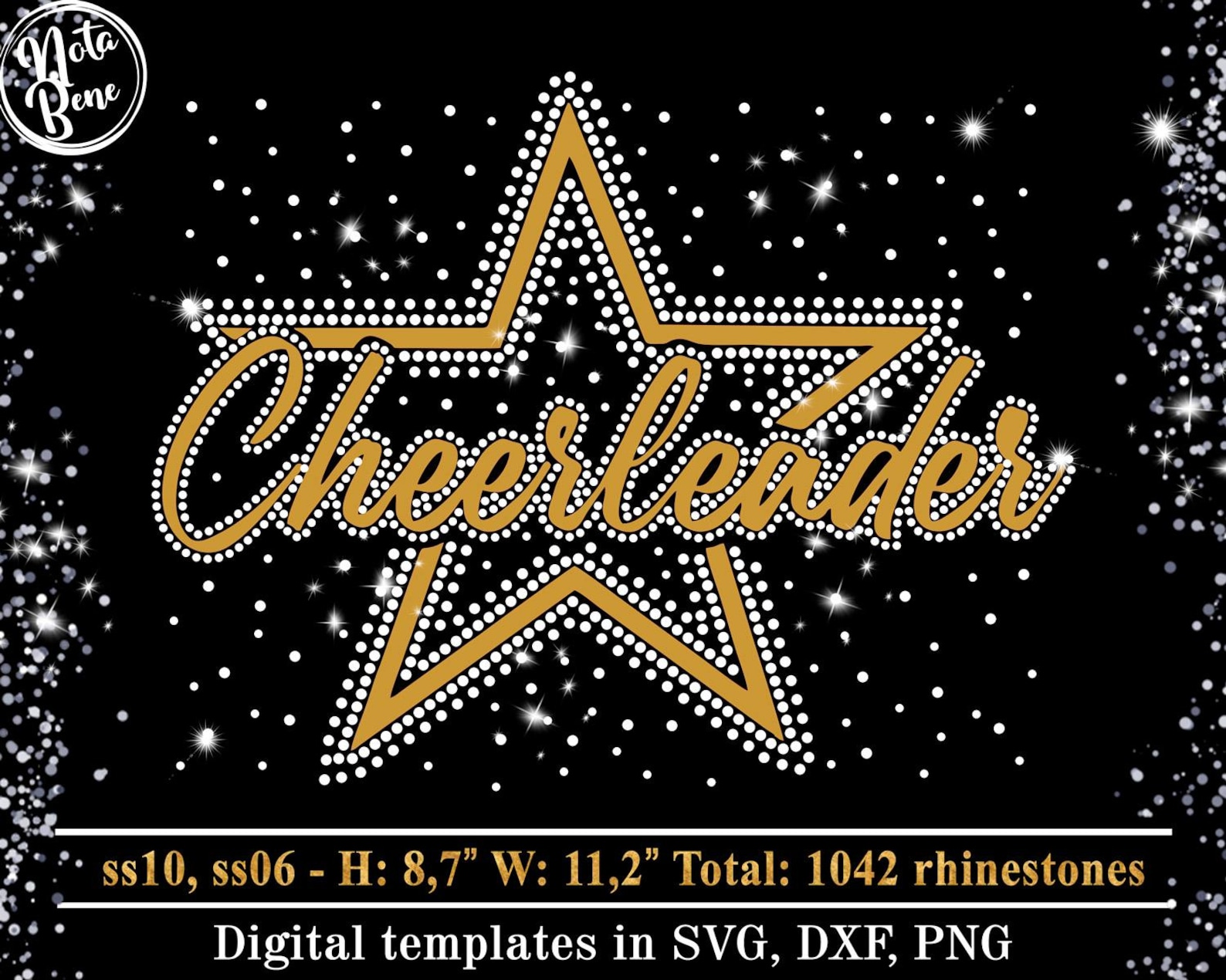 Cheerleader Star Rhinestone Template SVG, Scattered Spray Effect ...