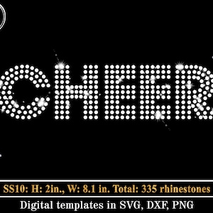 CHEER Rhinestone Template SVG, Cheer Bling Pattern svg, Cheerleader Hotfix Rhinestones svg, Bling Shirt Design svg Cricut