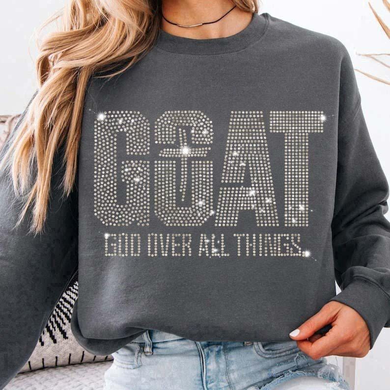 GOAT God Over All Things, Rhinestone Template SVG, God Bling Svg ...