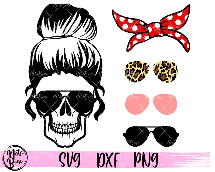 Download Messy Bun Skull SVG Bundle Mom life Svg Leopard skeleton ...