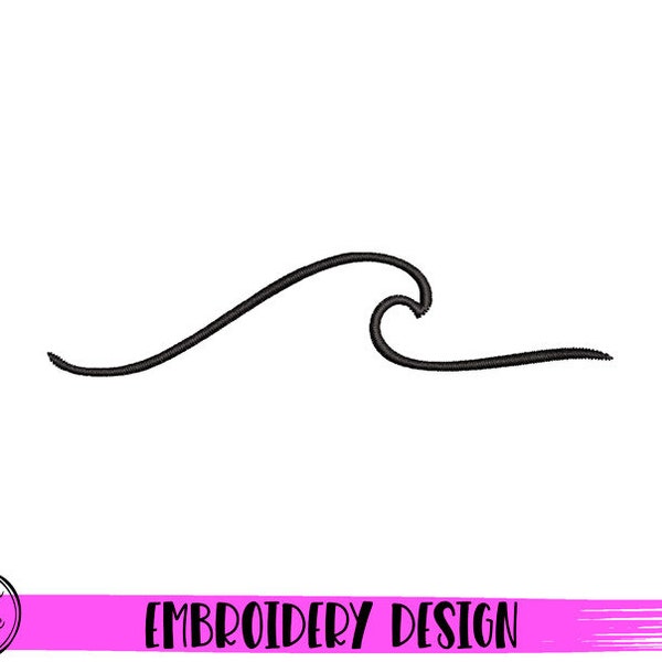 Simple Wave Embroidery Design, Machine Mini Embroidery Designs, Wave Embroidery Pattern, Fill Stitch pes pec, 3 sizes