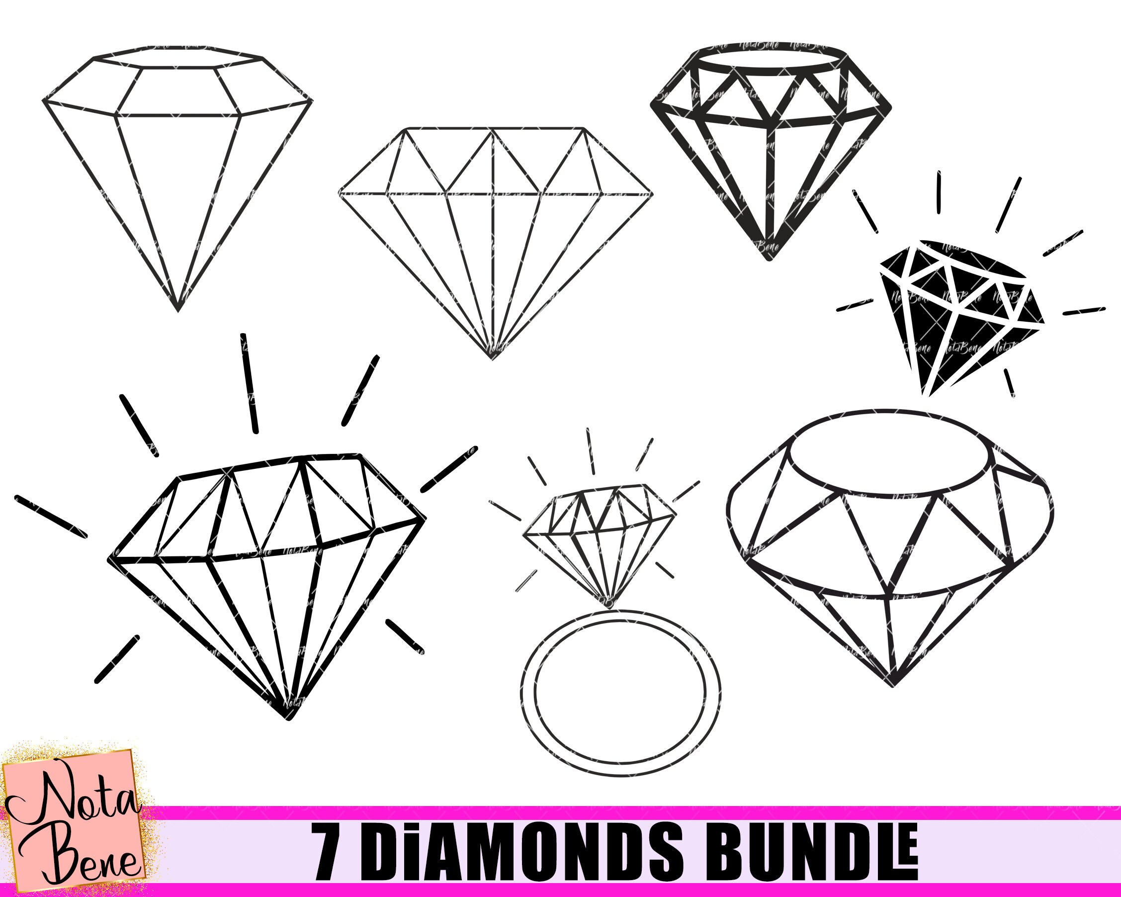 Download Diamond Wedding Ring 7 Svg Engagement Proposal Rings Svg Etsy