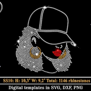 Modello di strass per ragazza afro in formato SVG, modello di strass per donna afroamericana in formato SVG, design per maglietta con strass per Cricut