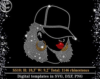 Afro Girl Rhinestone Template SVG African American Woman Bling Design (Digital Download)