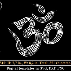 Sign Om Rhinestone Template SVG, Yoga Hotfix Rhinestones Svg, Hinduism ...