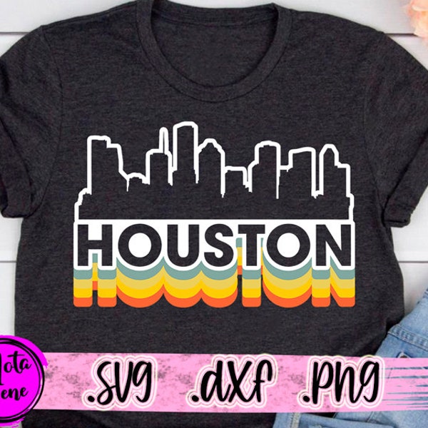Houston City Skyline Svg, Vintage Retro Shirt Svg, Houston Texas Clipart Cricut SVG Cut + SUBLIMATION Png transfer