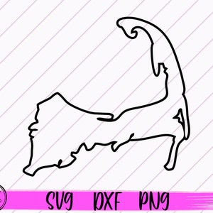Cape Cod Umriss SVG, Landkarte Schneidedatei, Landkarte Silhouette Design Druckbare SVG-Clipart Cricut Laser Dxf Png