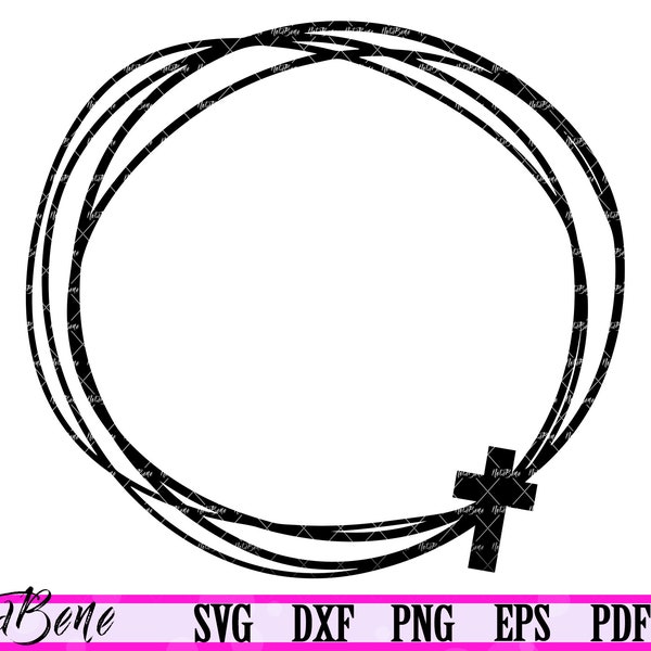 Cross Circle Frame SVG Faith Religion Monogram Frame Circle Border svg Circle Wreath svg Circle Frame Border svg Cricut dxf Htv Cut file Png