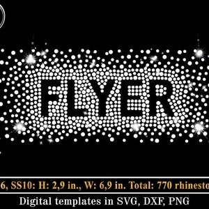 FLYER Modelo de strass SVG, Top de líder de torcida, Efeito de strass espalhado svg, Design de camisa brilhante Arquivo de corte Cricut, Download digital