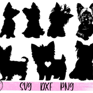Yorkie Silhouette svg cut file, Yorkshire terrier Svg, Dog Breed clipart svg for cricut, Puppy vector svg