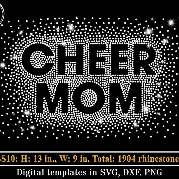 CHEER MOM Rhinestone Template SVG, Cheerleader Scattered Spray Effect, Rhinestones svg Digital Download, Bling Shirt Design Svg Cricut