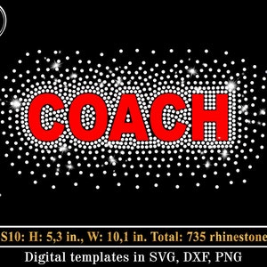 Coach Rhinestone Template SVG, Cheerleader Scattered Spray Bling Shirt ...