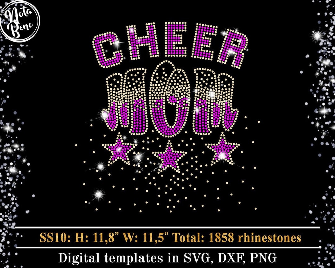 CHEER MOM Rhinestone Template SVG, Cheerleader Scattered Spray Effect ...