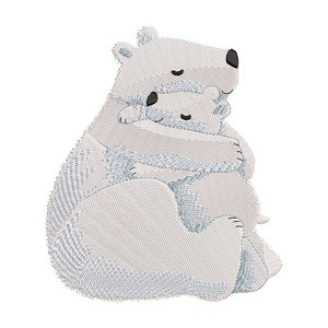 Mom Bear Hugging Baby Bear Embroidery, Mother Bear Machine Embroidery, Cute Bear Mama Embroidery Design