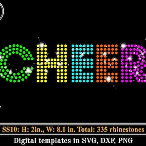 CHEER Rhinestone Template SVG, Cheer Bling svg, Cheerleader Hotfix Rhinestones Pattern svg, Bling Shirt Design svg Cricut