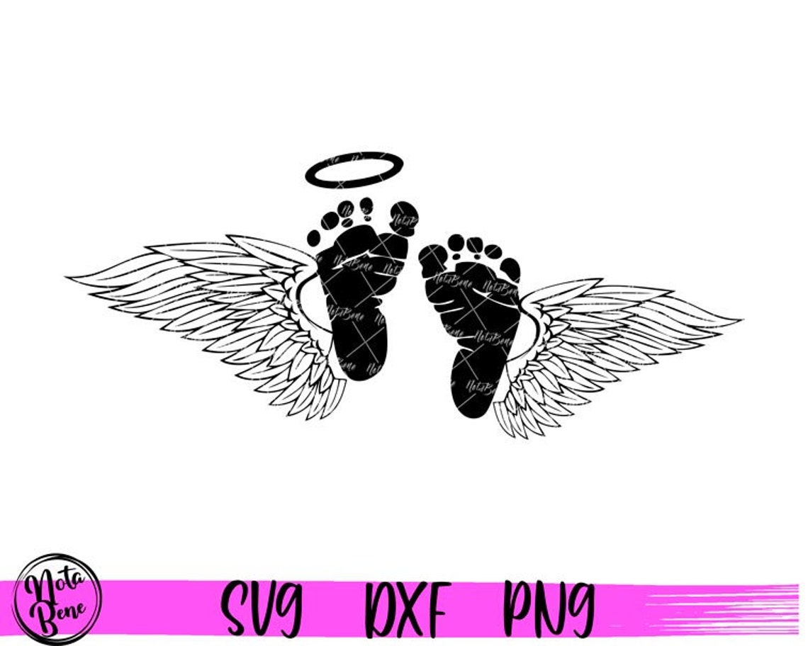 Baby Footprints Svg Angel Wings Halo Svg Newborn Feet Svg Etsy UK