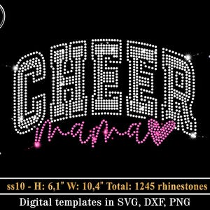 Cheer Mom strass SVG-sjabloon, Cheerleader Mum Bling Design, Crystal Hotfix Sparkle-patroon afbeelding 7