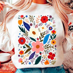Ontwerp met wilde bloemen, wilde bloemen png, bloemen png, bloemenshirt png, dtf-afdruk, sublimatie png