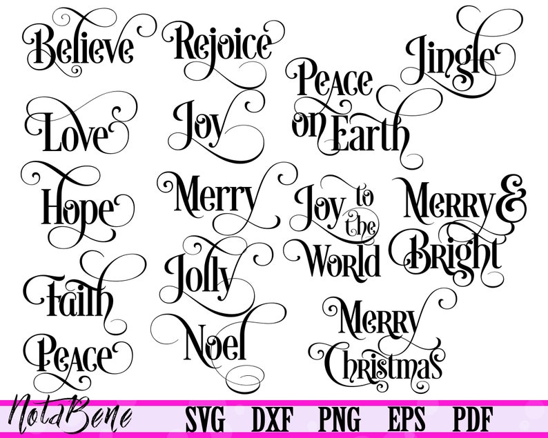 Download Christmas words ornament Svg Believe Svg Holiday Svg ...
