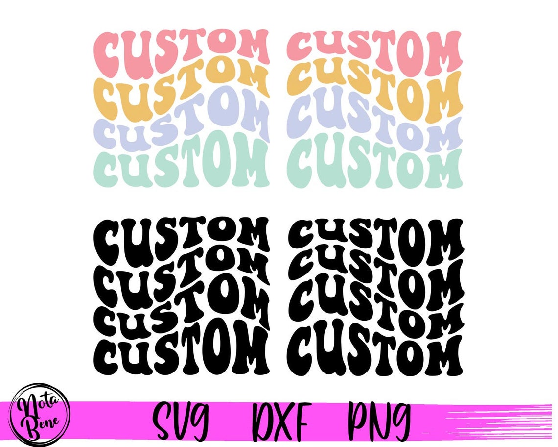 Custom Wavy Letters SVG Colorful Stacked Wavy Text Svg - Etsy