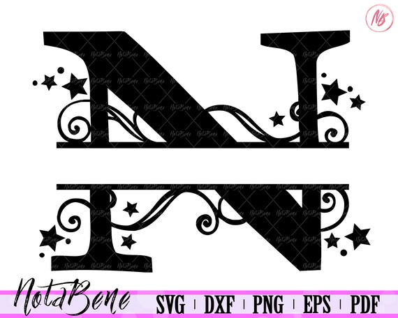 Download N Split Monogram Svg Split Letter N Svg Divided Initial N Etsy