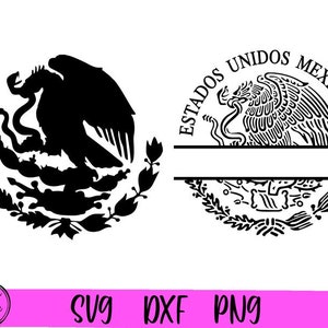 Silhouette d'aigle mexicain SVG, svg monogramme divisé, blason du Mexique svg, svg drapeau escudo mexicain, Aguila mexicana, phoque du Mexique svg, PNG