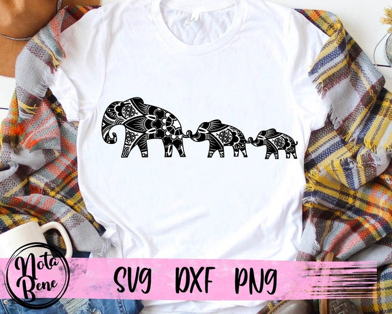 Download Mom Elephant With Two Babies SVG Mandala Elephant Family Mom | Etsy