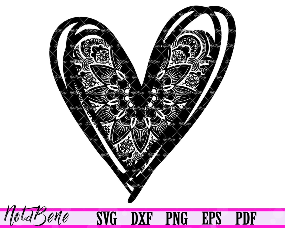 Download Mandala Heart SVG Flowery Heart Svg Cut file Floral Heart | Etsy