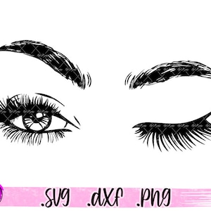 Eyes Wink Svg, Eyebrows Svg Cut file, Woman Eyes Winking SVG, Lady Eyelashes Makeup Artist Design svg, Shirt Print png, Cricut Clipart