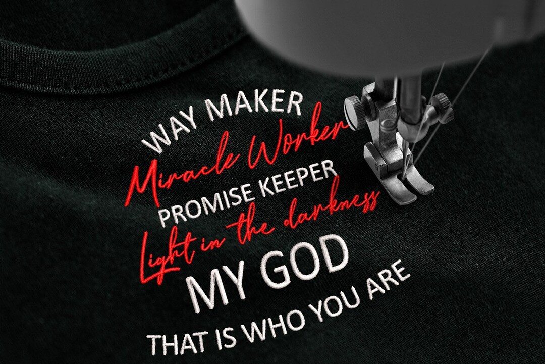 Waymaker Miracle Worker Embroidery Design, Faith Embroidery Fill Stitch ...