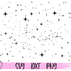 Wzór Spadających Gwiazd SVG Gwiazdy Nieba Nocnego Wydruku Svg Rozproszone Gwiazdy Svg Pliki Cięcia dla Cricut Sublimacja Transfer Png