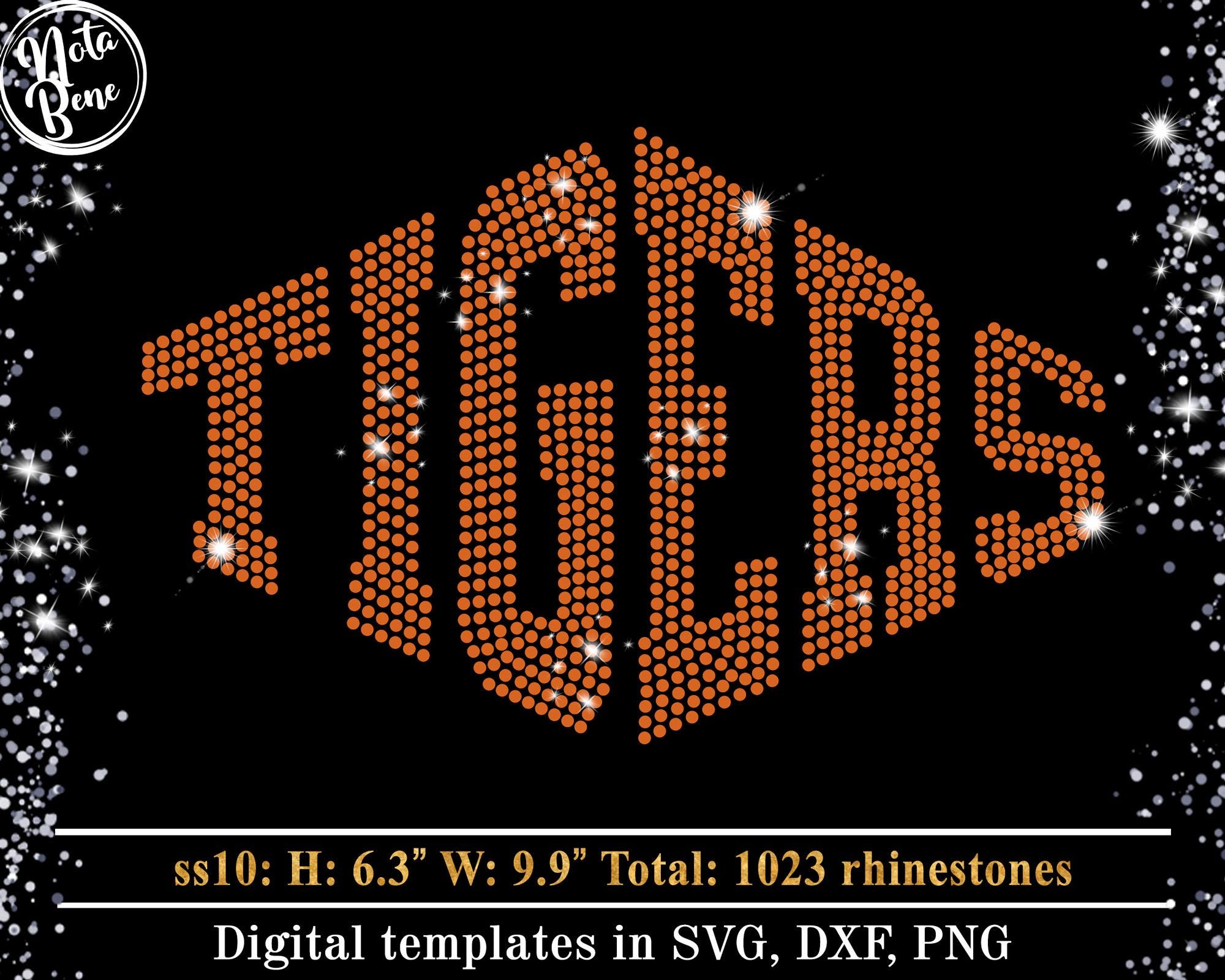 Tigers Rhinestone Template SVG, Tigers Hotfix Rhinestones Svg, Tiger ...