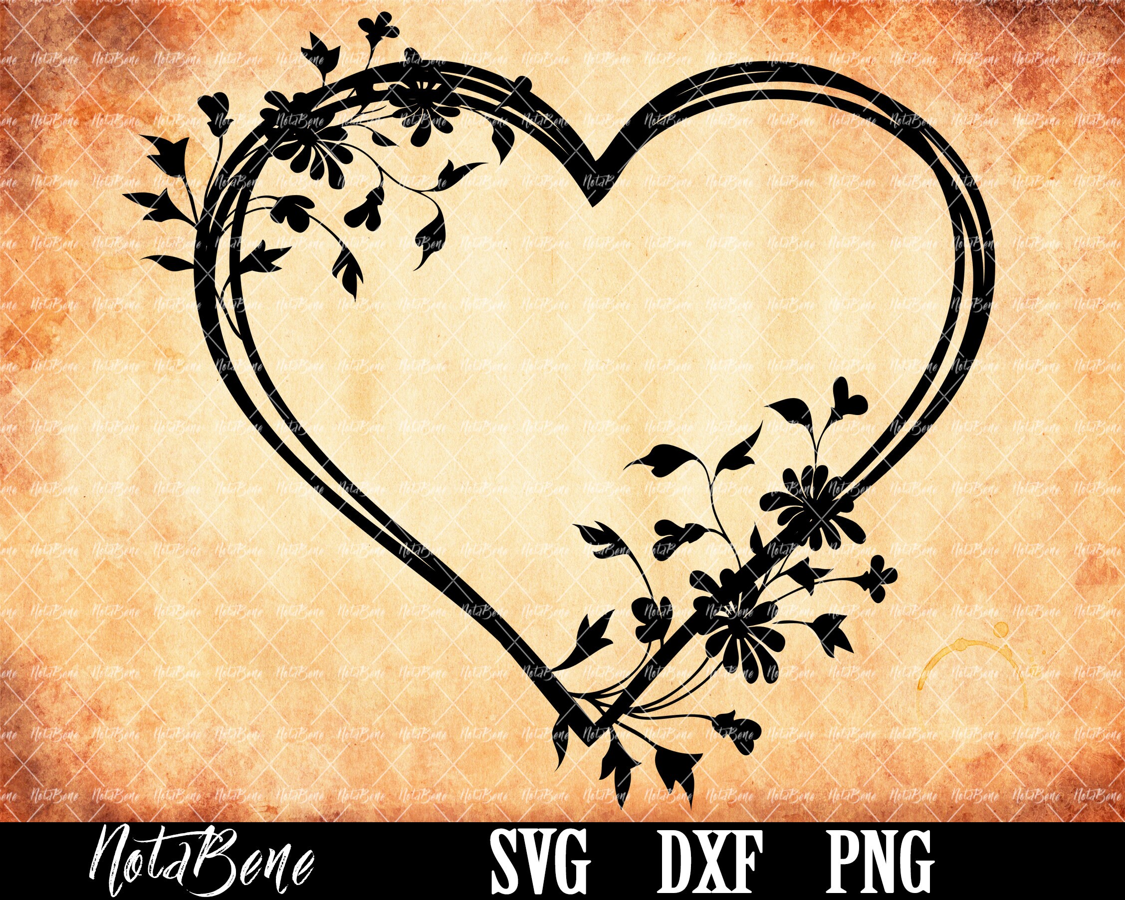 Floral Heart Svg Cut File Flowers Heart Clipart SVG Floral - Etsy