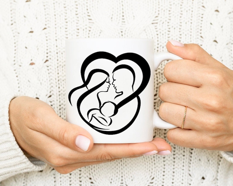 Mother and Father Holding Baby Silhouette SVG Mom Dad Baby - Etsy