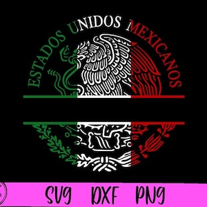 Mexican Eagle Split Monogram SVG, Tricolor Mexico Coat of Arms svg, Escudo Mexicano Flag svg, Aguila mexicana svg, Mexico Seal svg, PNG