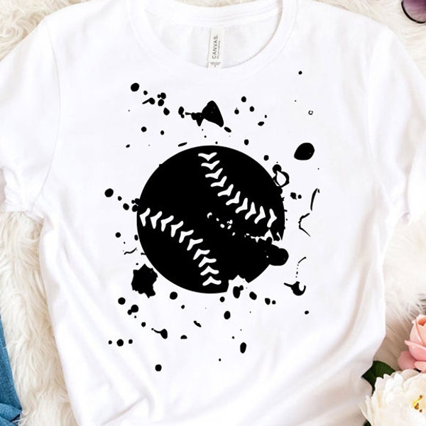 Baseball Grunge SVG, Distressed Softball Svg, Paint Splatter Softball Svg Cut file Cricut Silhouette SVG Sublimation PNG