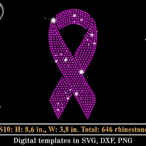 Awareness Ribbon Rhinestone Template SVG, Breast Cancer Ribbon svg, Pink Ribbon Bling, Hotfix Rhinestones svg Shirt Design Cricut