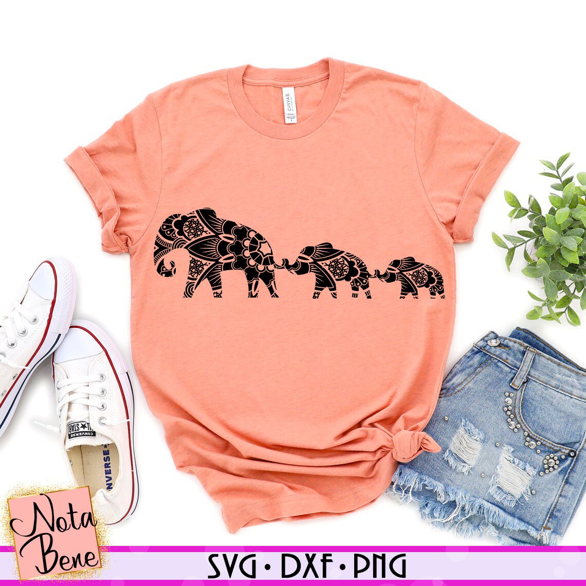 Mandala Elephants SVG Floral Elephant Mom Son Baby ...