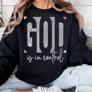 God Is In Control Rhinestone Template SVG, Bible Verses Bling svg, Christian svg, Religious Quote, Rhinestone Pattern, Bling Shirt Design