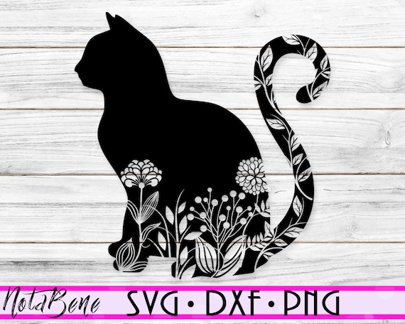 Download Floral Cat Svg Cut File Mandala Cat Svg Field Flowers Svg Etsy