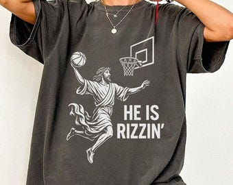 Dunking Jesus Basketball SVG PNG, He Is Rizzin, Funny Christian Meme, Religious Parody Graphic (Digital Download)