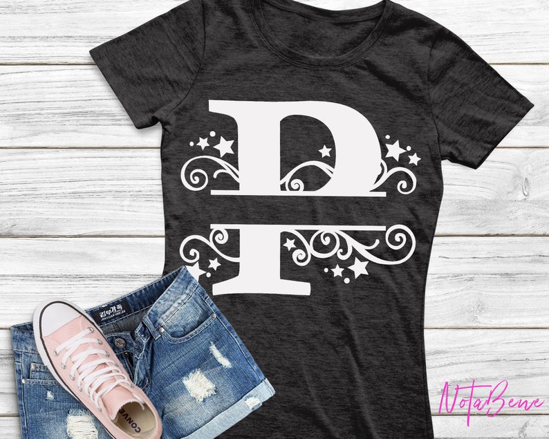 Download P Split Monogram SVG Swirls Stars Split Font Letter P SVG ...