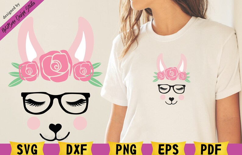 Download Llama SVG Cute Llama Face Girly T-shirt DesignCute Llama ...