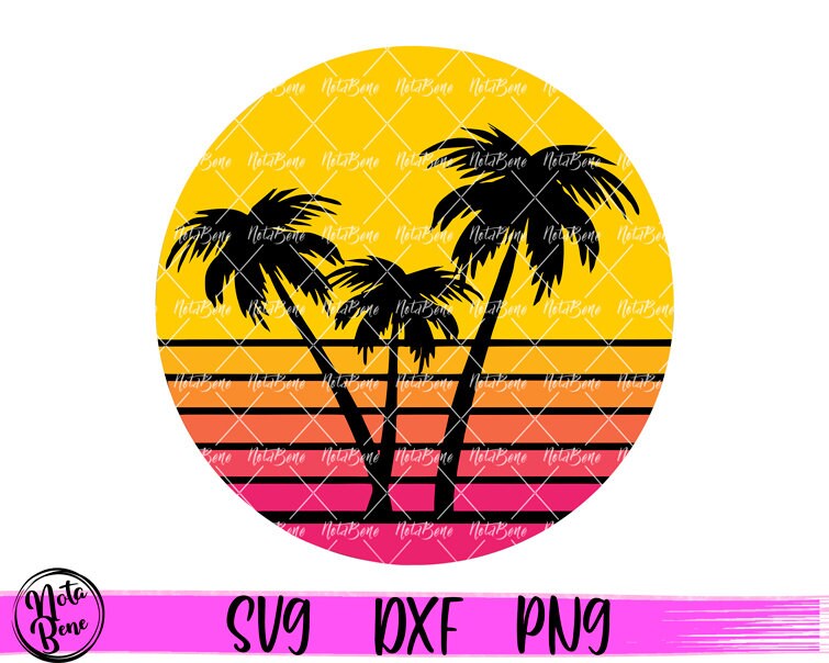 Palm Trees Retrowave SVG Cut File Sunset Sunrise Palm Tree | Etsy