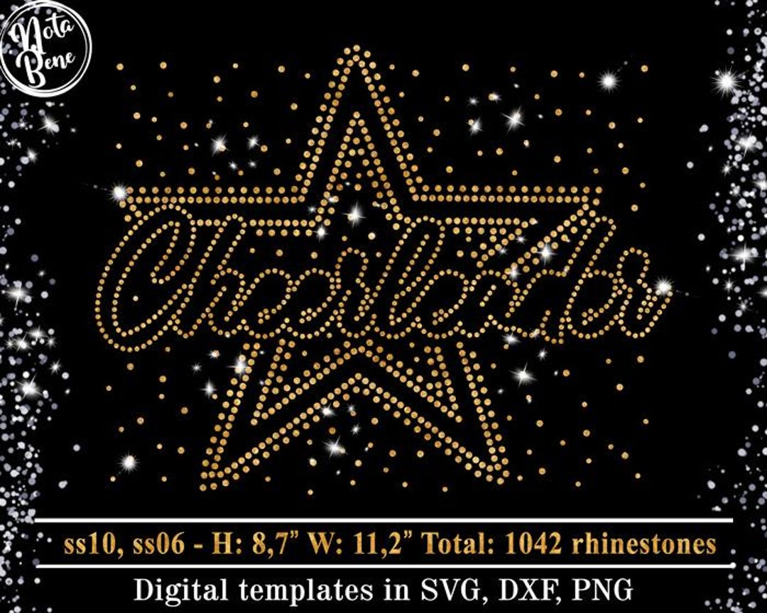 Cheerleader Star Rhinestone Template SVG, Cheer Scatter Svg ...