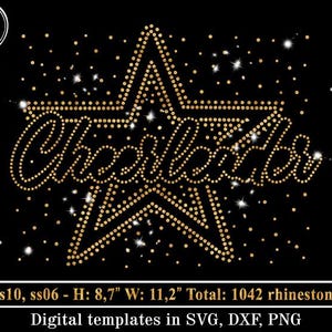 Cheerleader ster Strass sjabloon SVG, Cheer Scatter svg, cheerleader verspreid Spray Effect, strass patroon, bling ontwerp Svg Cricut