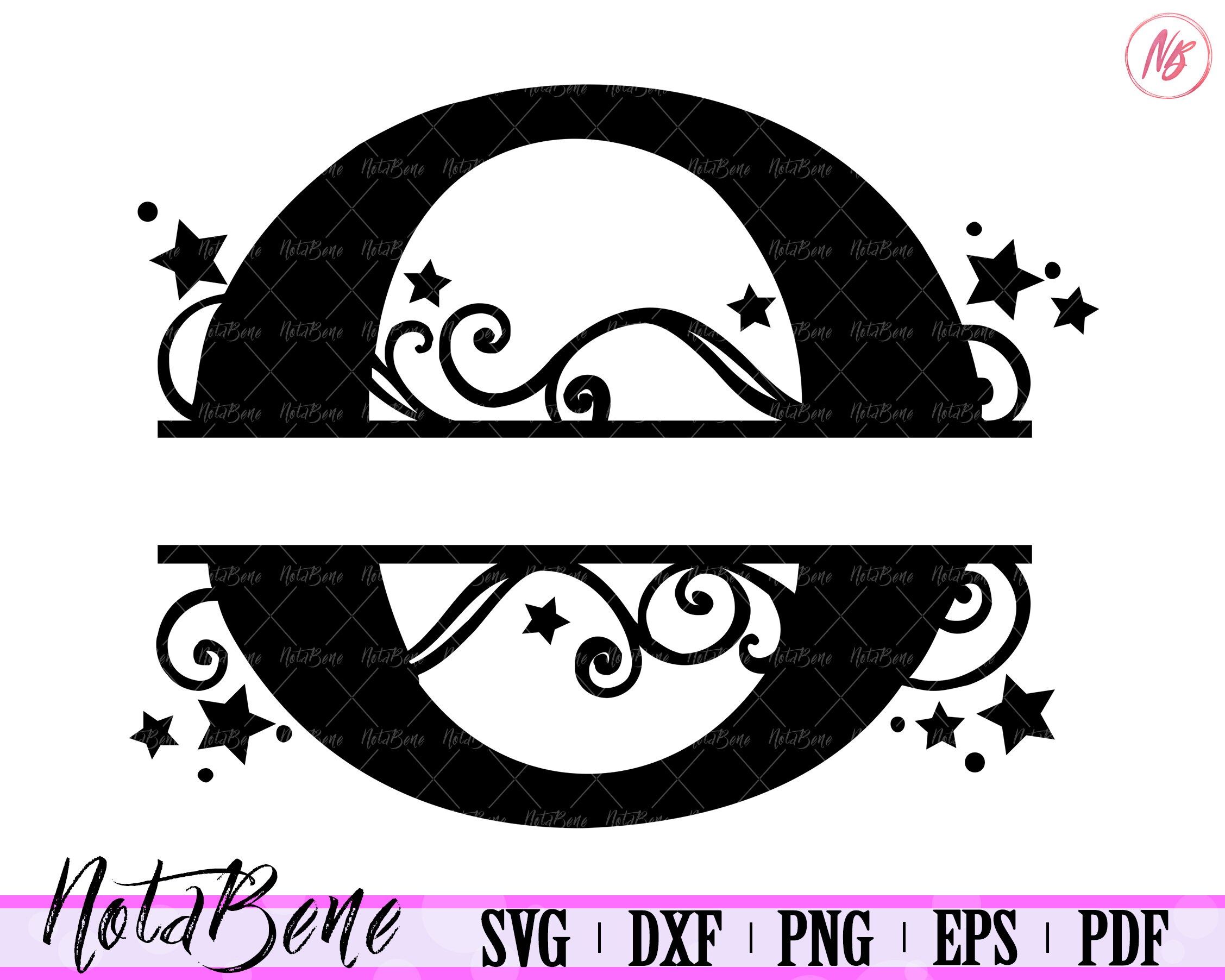 O Split Monogram SVG Swirls Stars Split Letter O SVG ...
