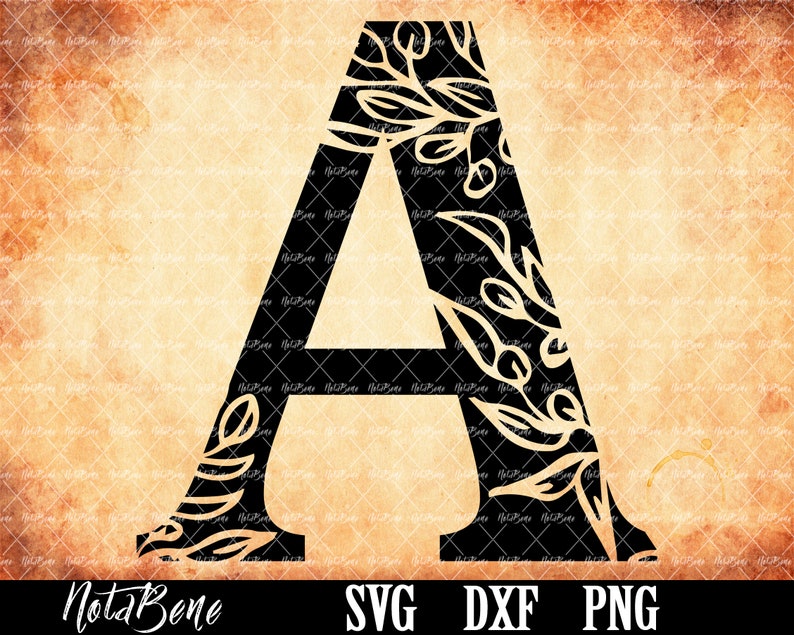 Floral Alphabet Svg Cut files Floral Monogram Letters Clipart Alphabet svg Silhouette Font Cricut Floral font svg Laser CNC Plasma Dxf Png image 4