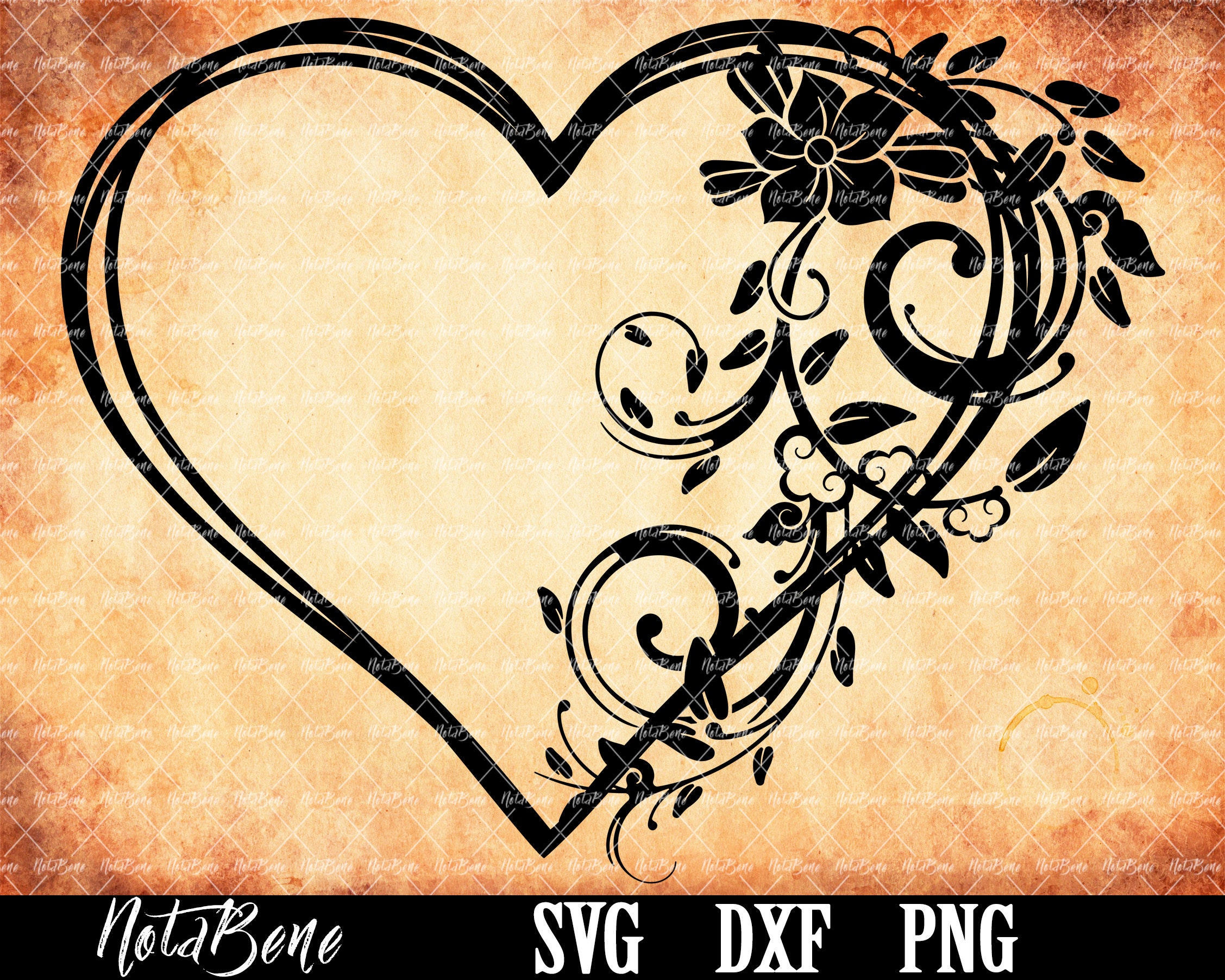 Floral Heart Svg Cut File Leaf Flowers Heart Clipart SVG - Etsy